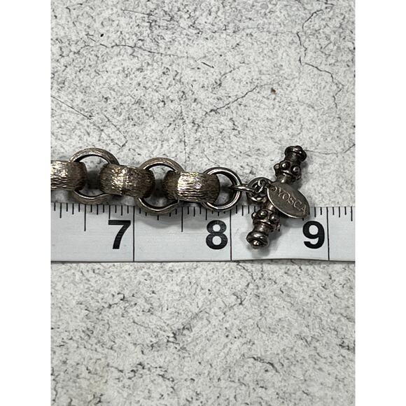 Vintage Yosca Heavy Silver Tone Textured Chain Bracelet - Picture 7 of 7